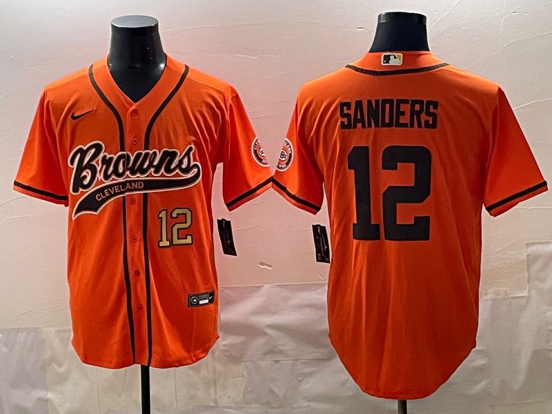 Men 2025 Cleveland Browns #12 Sanders Orange Joint Name Nike Limited NFL Jersey style 2->cleveland browns->NFL Jersey